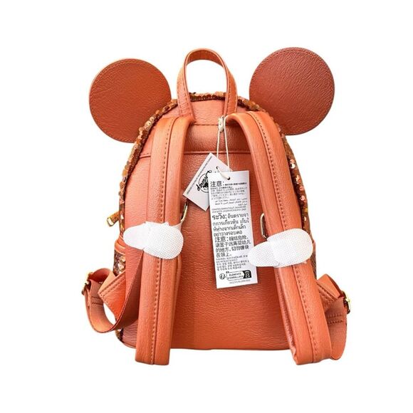 Loungefly Disney Parks Minnie Mouse Sequined Mini Backpack Peach Punch NWT